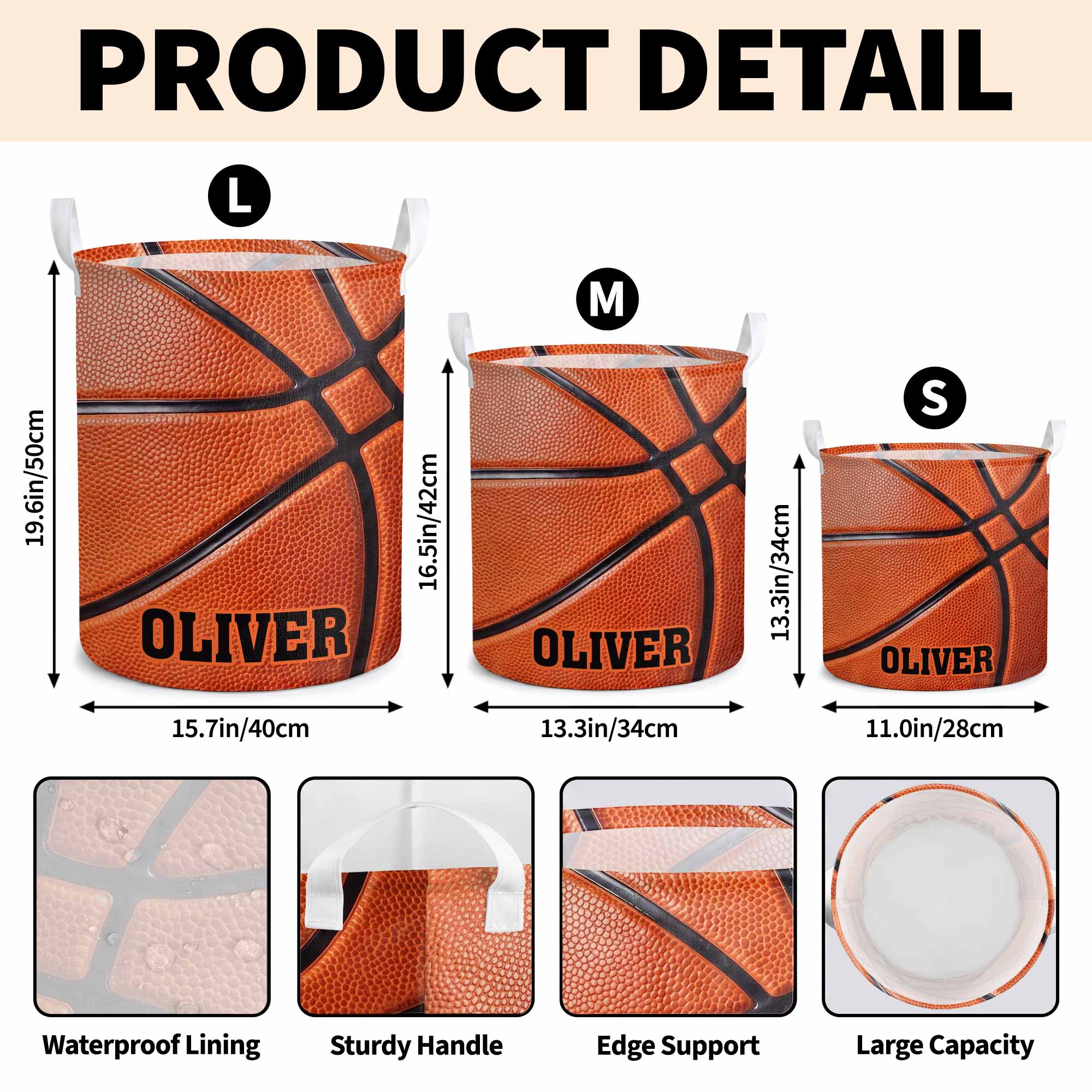 Personalized Fabric Organizer Basket Custom Name Sports Gift Basket GradoCreations