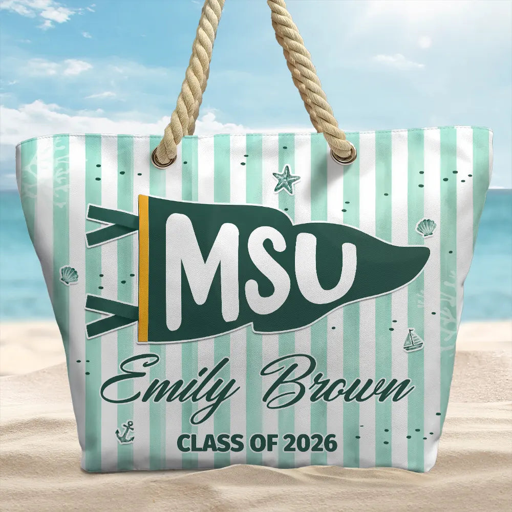Personalized Graduation Beach Bag Custom Name Gift for Students