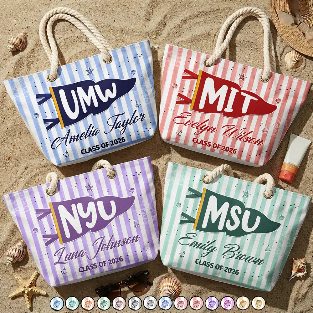 Personalized Graduation Beach Bag Custom Name Gift for Students