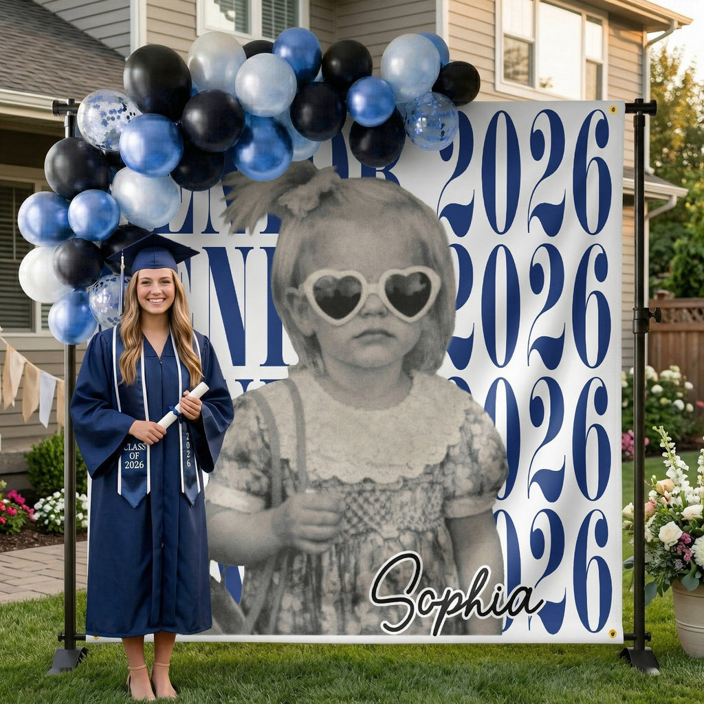 Personalized Vintage Photo Backdrop Custom Gift for Graduation