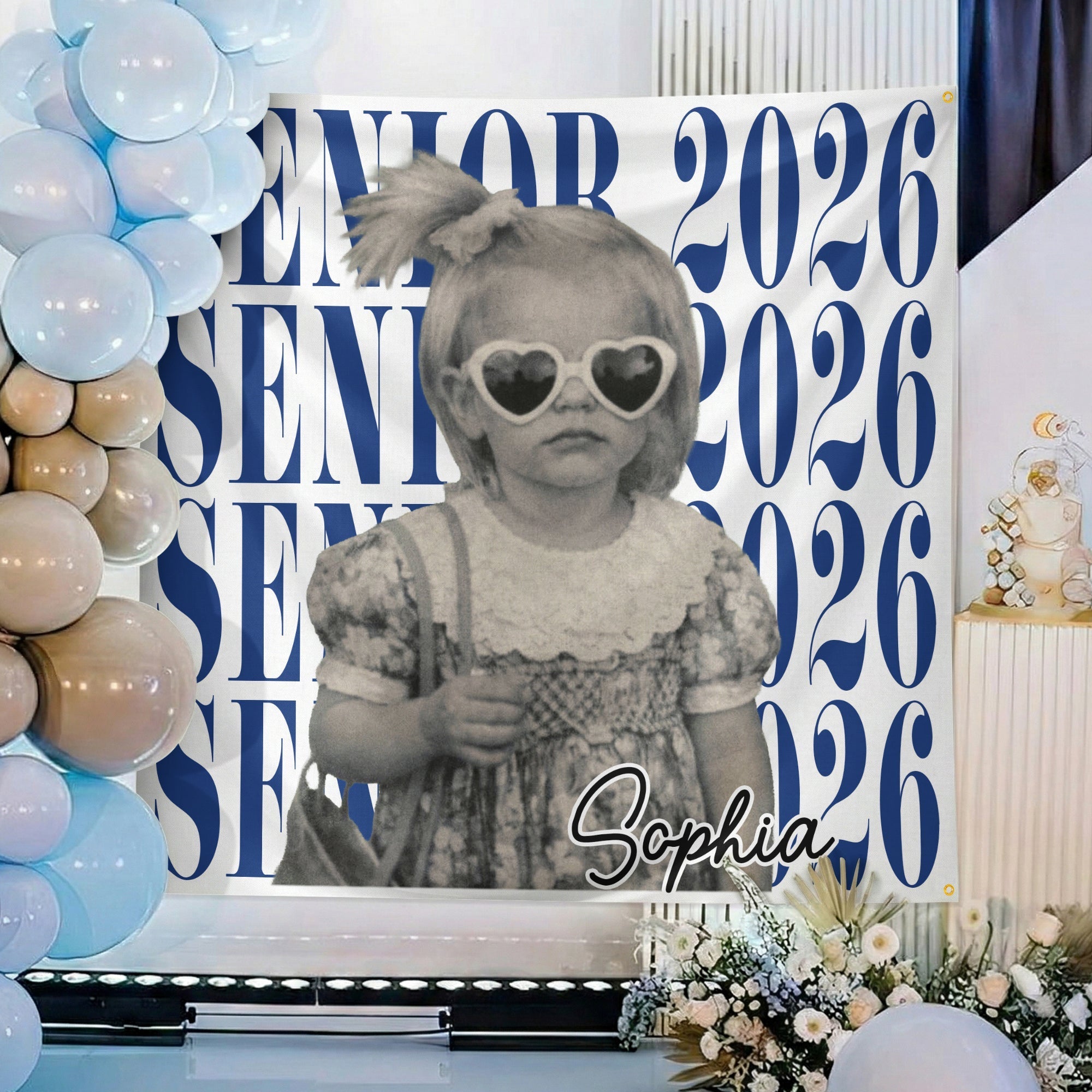 Personalized Vintage Photo Backdrop Custom Gift for Graduation