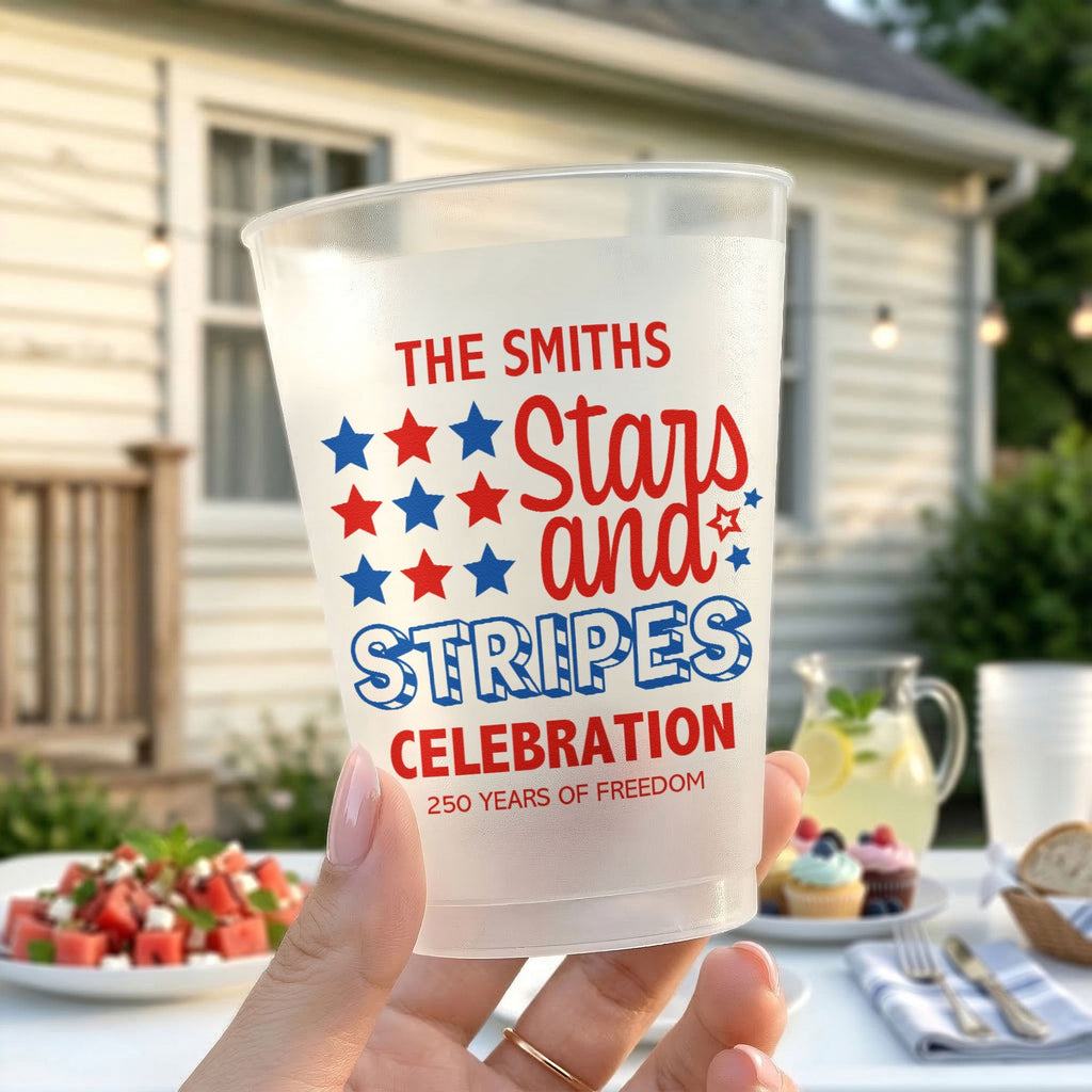 Personalized Frosted Cups 250 Years Freedom Gift for Family