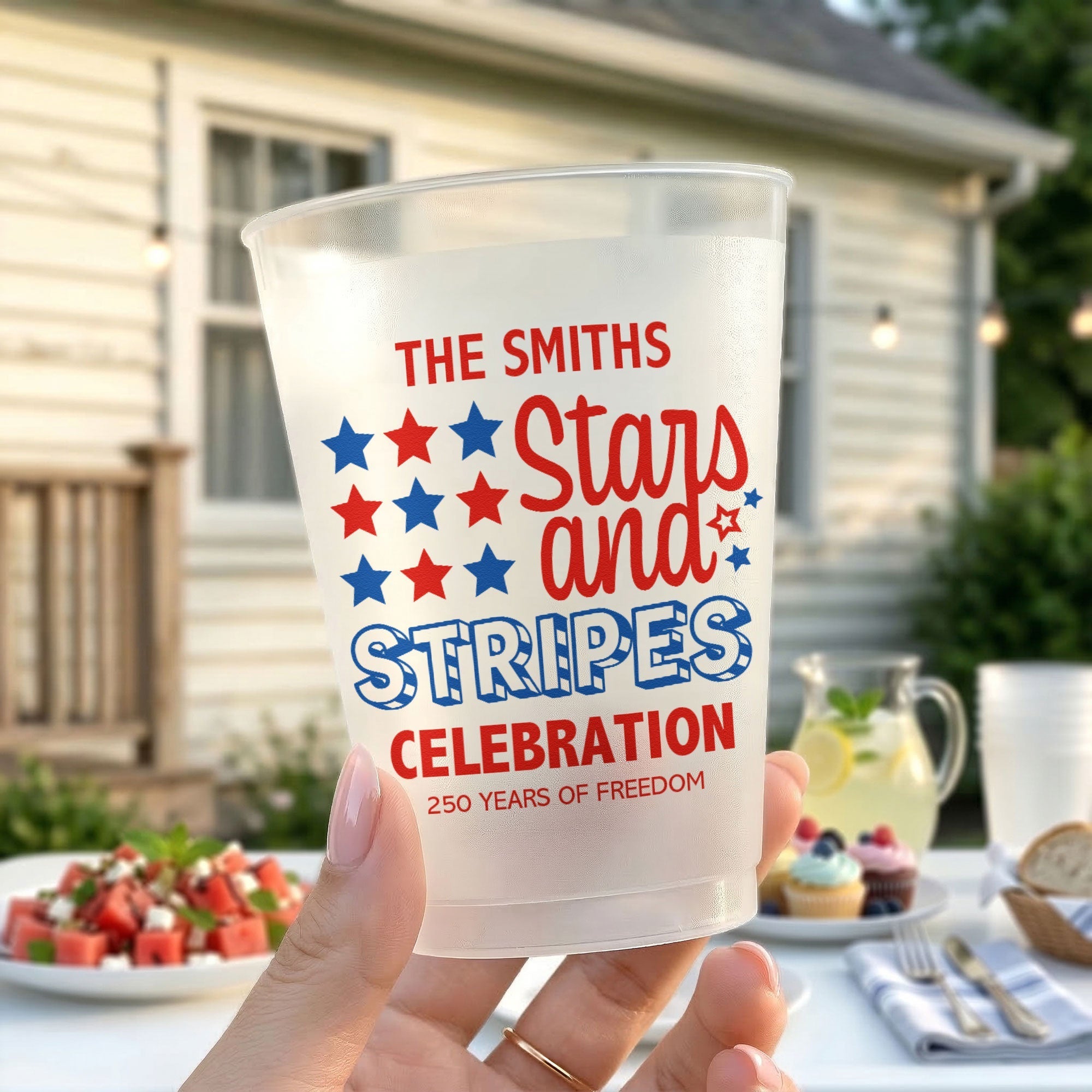 Personalized Frosted Cups 250 Years Freedom Gift for Family
