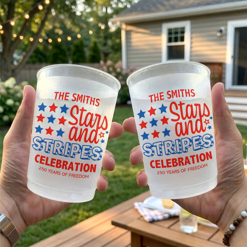 Personalized Frosted Cups 250 Years Freedom Gift for Family