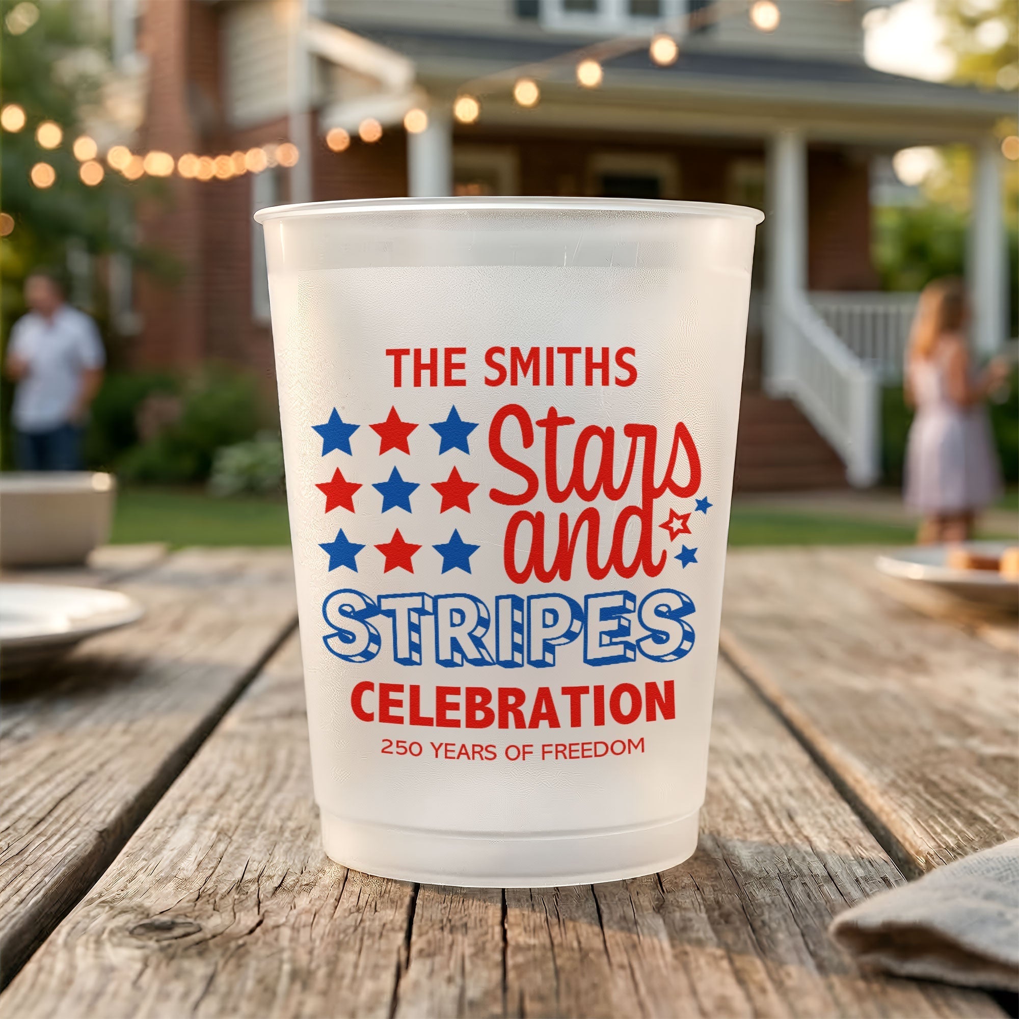 Personalized Frosted Cups 250 Years Freedom Gift for Family