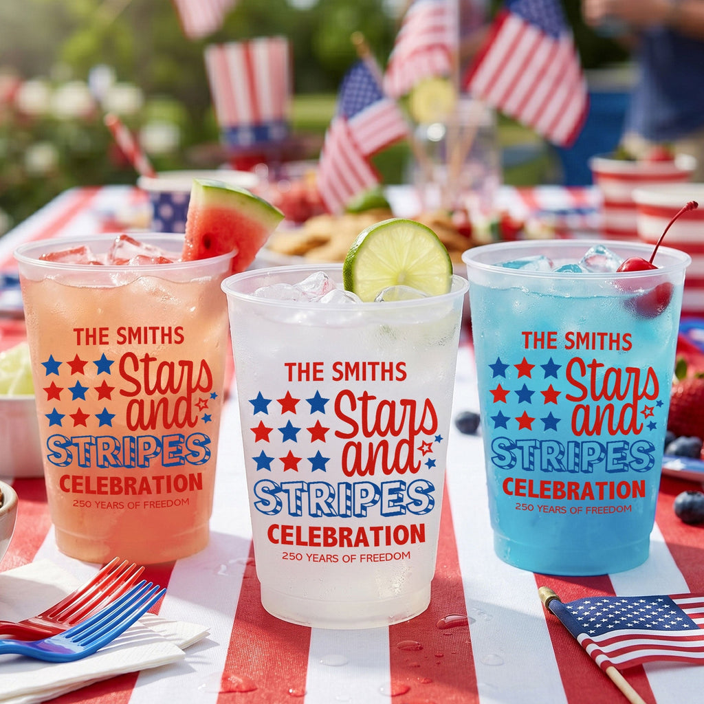 Personalized Frosted Cups 250 Years Freedom Gift for Family