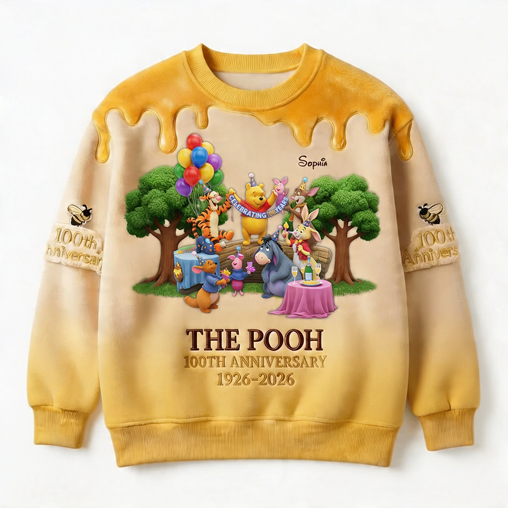 Personalized Winnie the Pooh 100th Anniversary All Over Shirt Gift for Movie Fans
