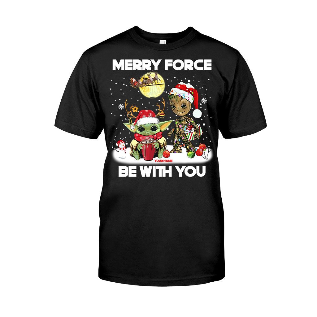 Personalized Merry Force Be With You Christmas T-shirt & Hoodie Gift T-shirt & Hoodie GradoCreations