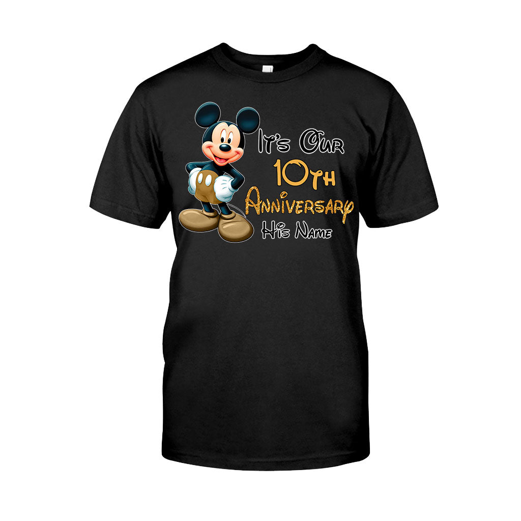 Personalized Mickey and Minnie Anniversary T-shirt & Hoodie Set for Couples T-shirt & Hoodie GradoCreations