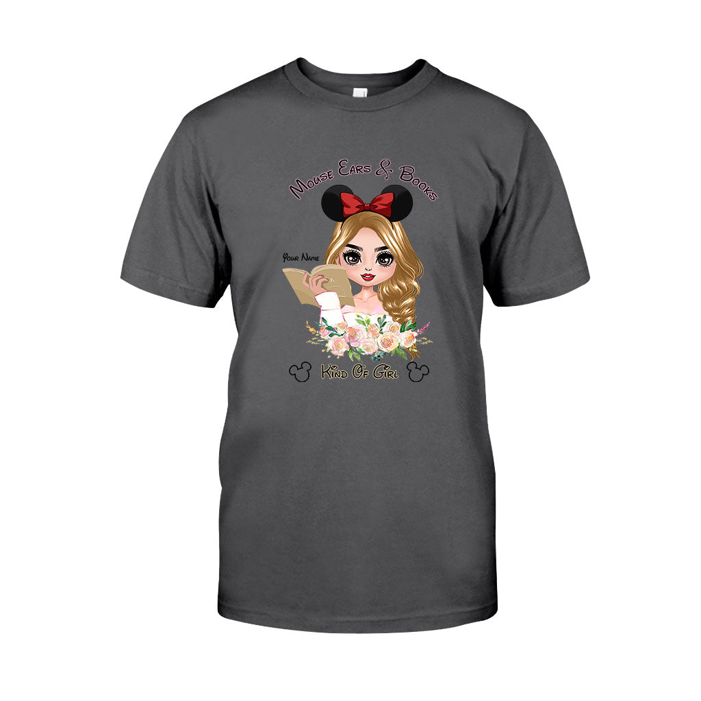 Personalized Mouse Ears & Books T-Shirt for Girls - Custom Name Gift T-shirt & Hoodie GradoCreations