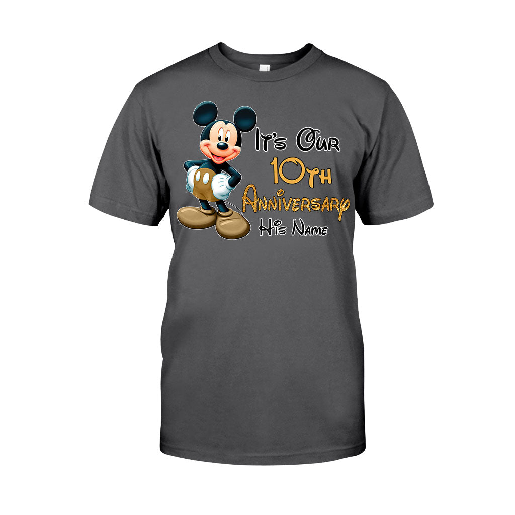 Personalized Mickey and Minnie Anniversary T-shirt & Hoodie Set for Couples T-shirt & Hoodie GradoCreations