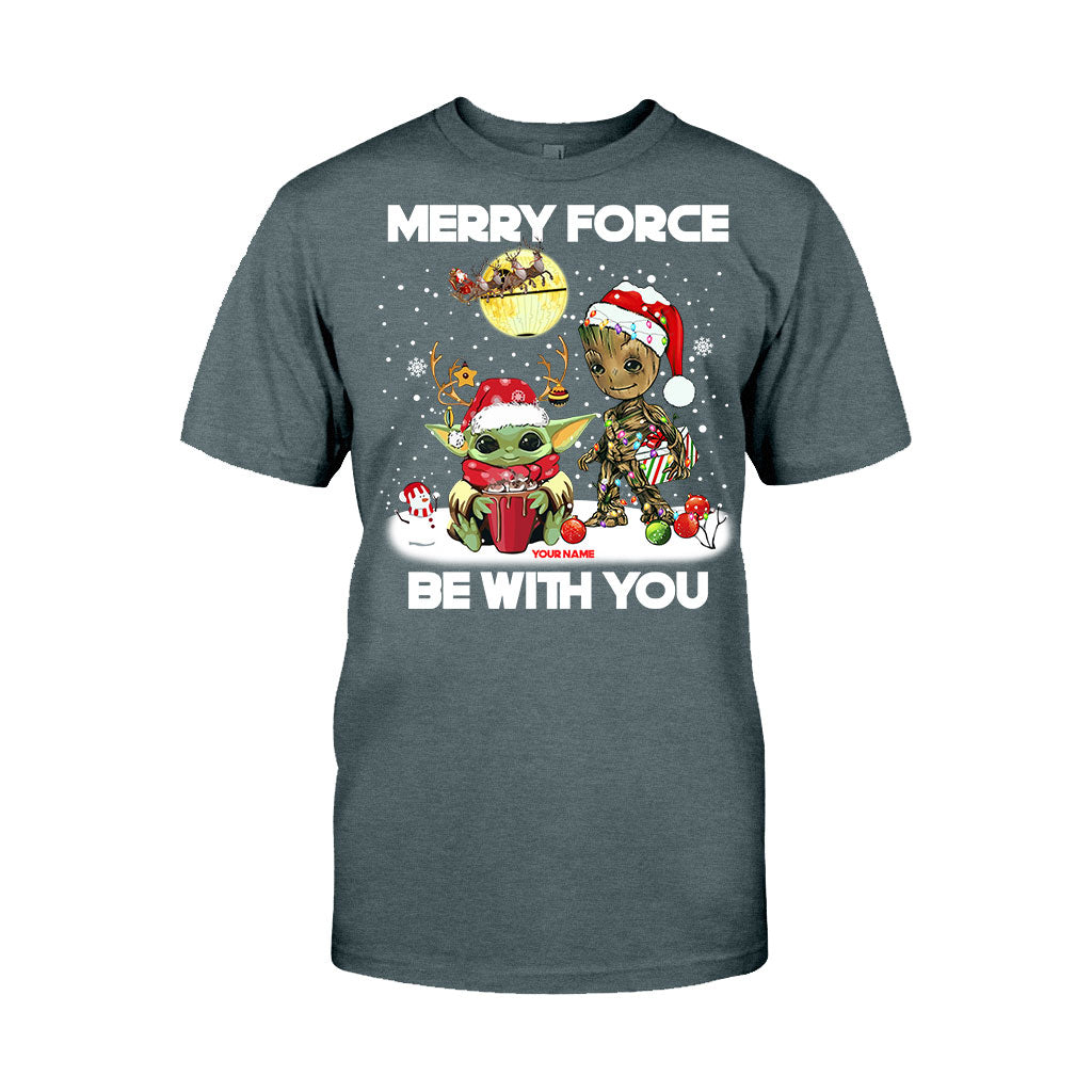 Personalized Merry Force Be With You Christmas T-shirt & Hoodie Gift T-shirt & Hoodie GradoCreations