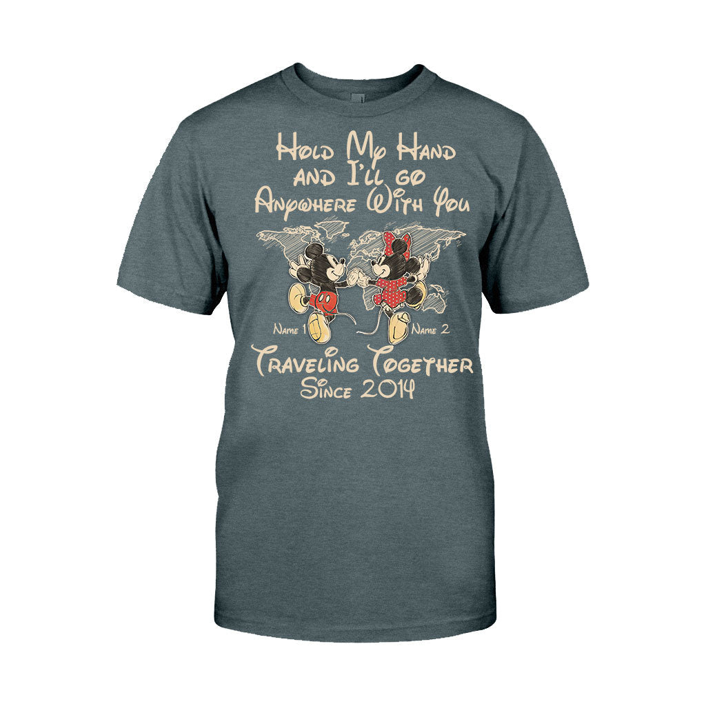 Personalized Couple T-shirt Custom Names Travel Together Gift T-shirt & Hoodie GradoCreations