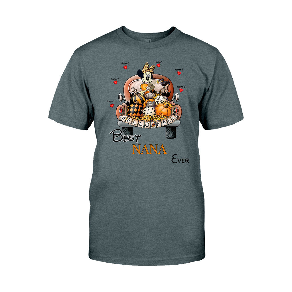 Personalized Hello Fall T-shirt & Hoodie with Custom Names for Family T-shirt & Hoodie GradoCreations