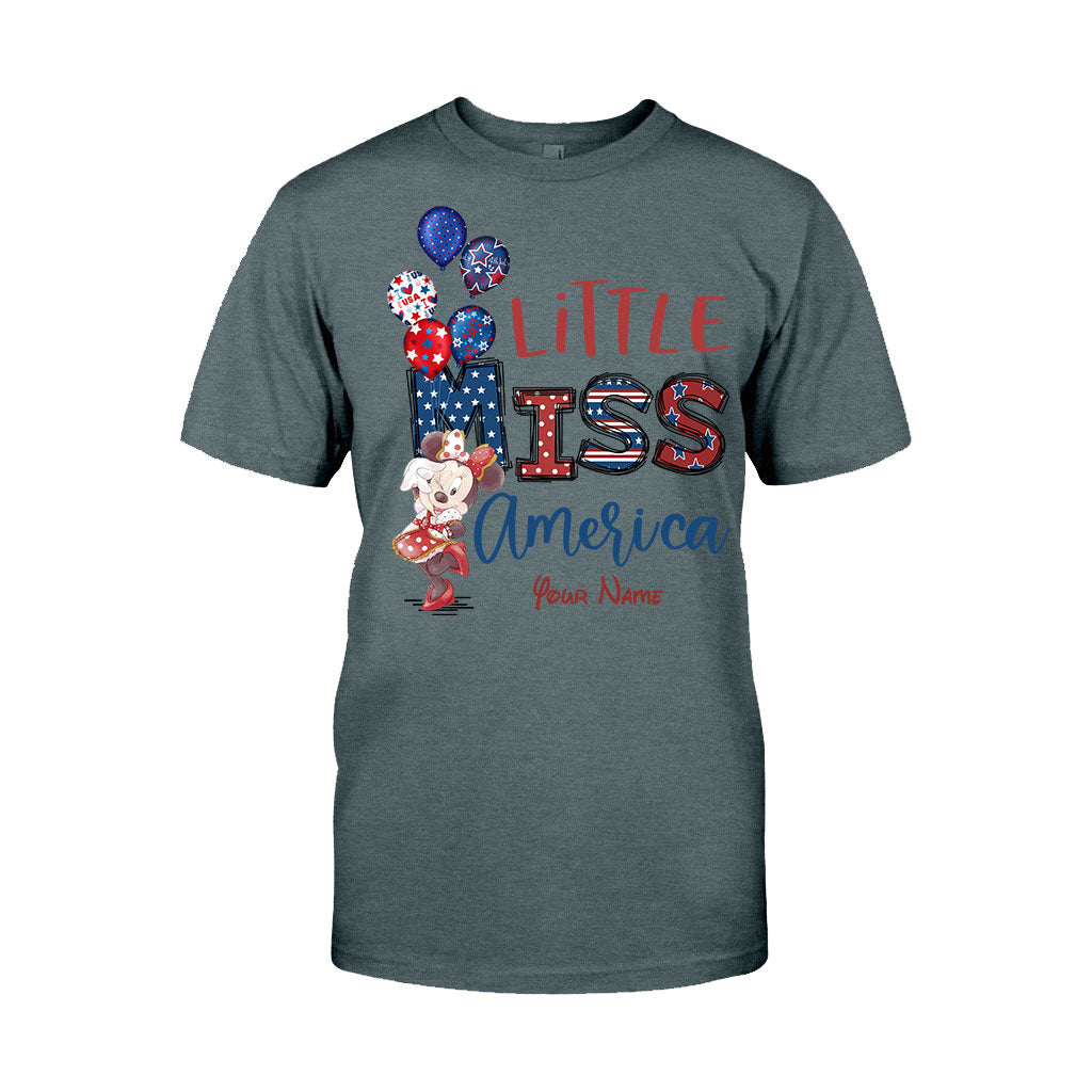 Personalized Independence Day Little Miss T-Shirt and Hoodie Custom Name Gift T-shirt & Hoodie GradoCreations