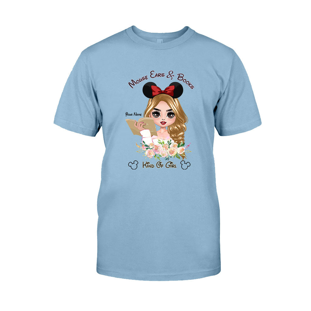 Personalized Mouse Ears & Books T-Shirt for Girls - Custom Name Gift T-shirt & Hoodie GradoCreations