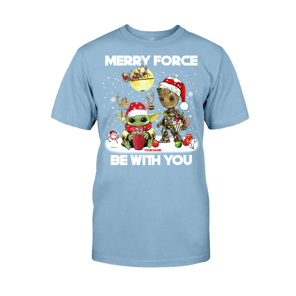 Personalized Merry Force Be With You Christmas T-shirt & Hoodie Gift T-shirt & Hoodie GradoCreations