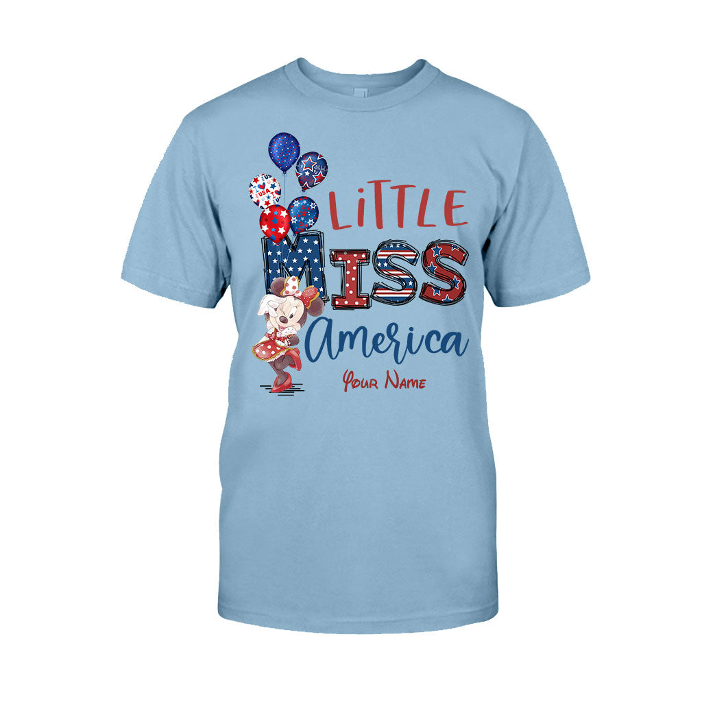 Personalized Independence Day Little Miss T-Shirt and Hoodie Custom Name Gift T-shirt & Hoodie GradoCreations