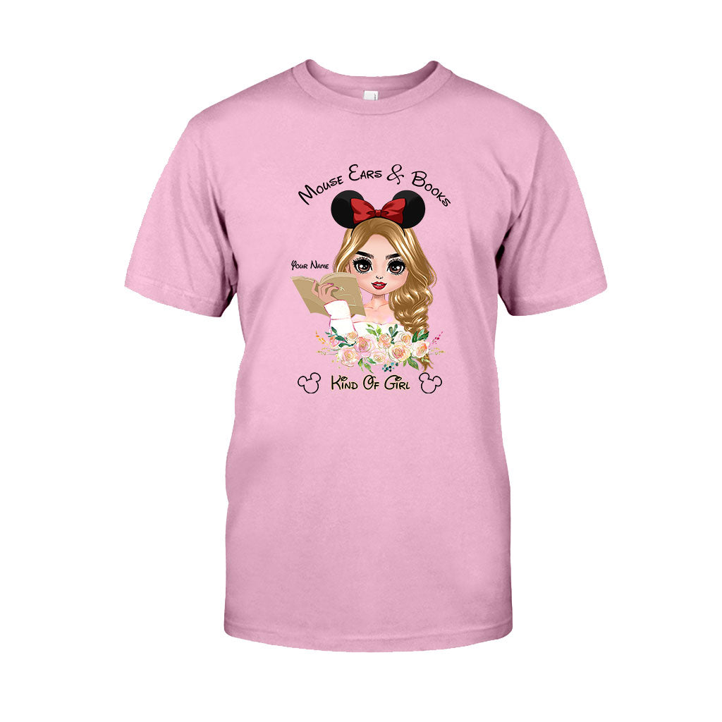 Personalized Mouse Ears & Books T-Shirt for Girls - Custom Name Gift T-shirt & Hoodie GradoCreations