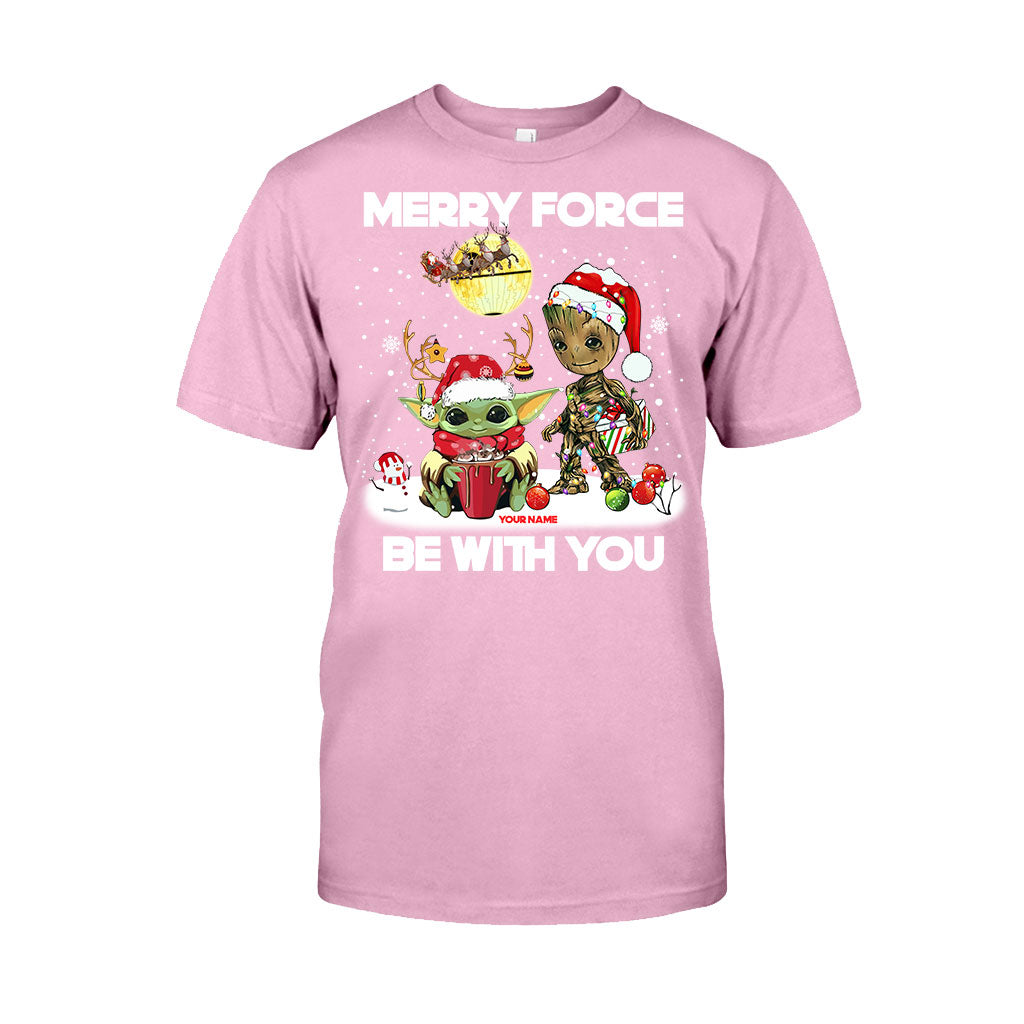 Personalized Merry Force Be With You Christmas T-shirt & Hoodie Gift T-shirt & Hoodie GradoCreations