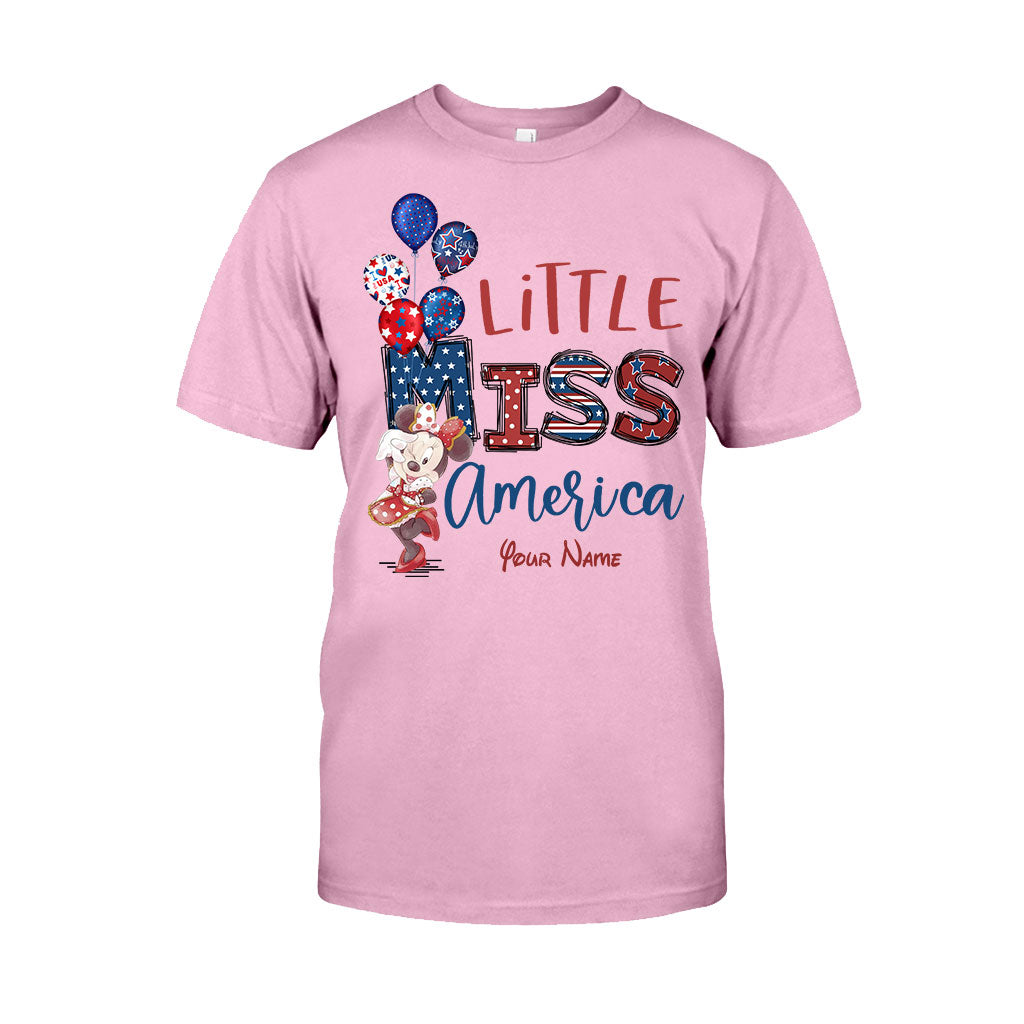 Personalized Independence Day Little Miss T-Shirt and Hoodie Custom Name Gift T-shirt & Hoodie GradoCreations