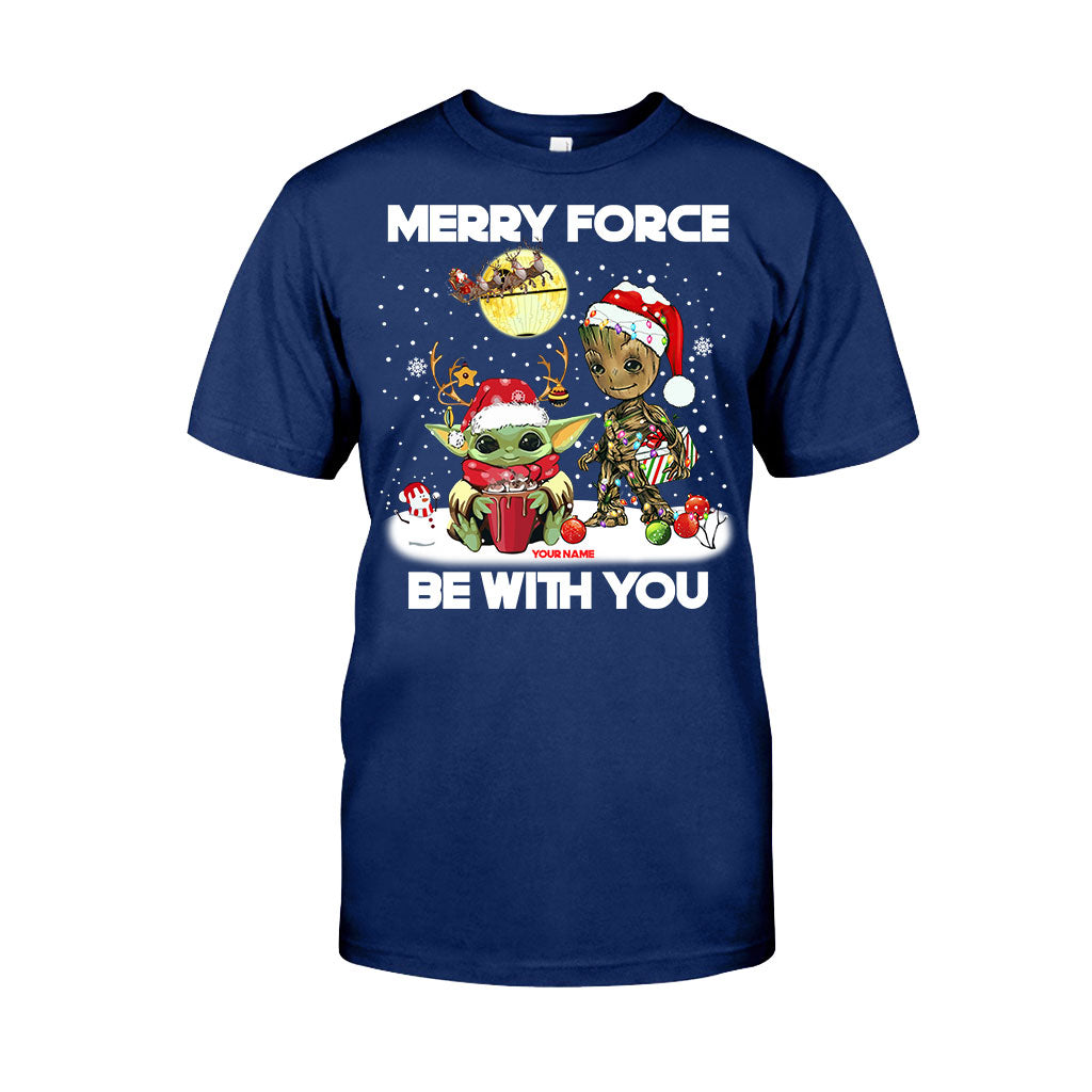 Personalized Merry Force Be With You Christmas T-shirt & Hoodie Gift T-shirt & Hoodie GradoCreations