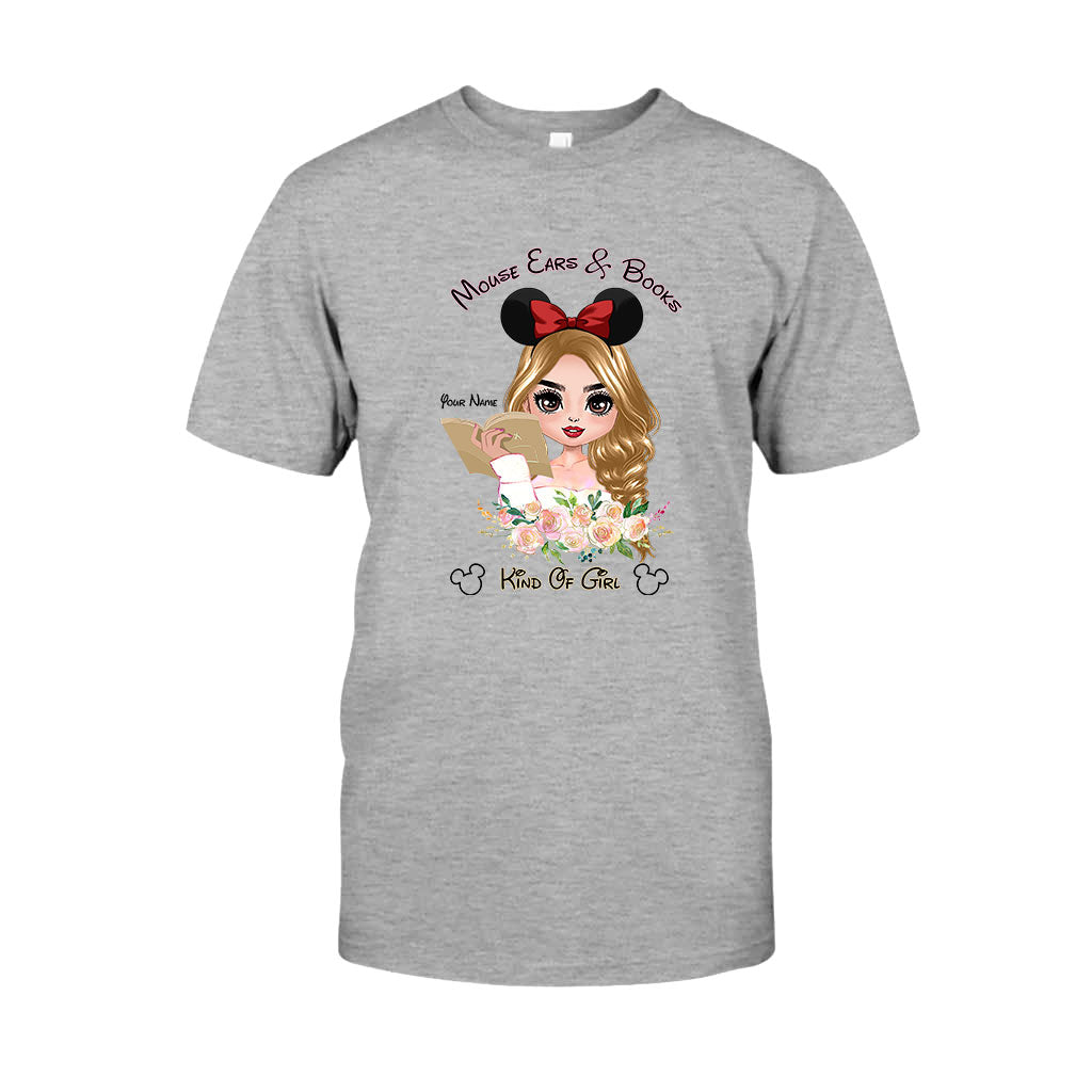 Personalized Mouse Ears & Books T-Shirt for Girls - Custom Name Gift T-shirt & Hoodie GradoCreations