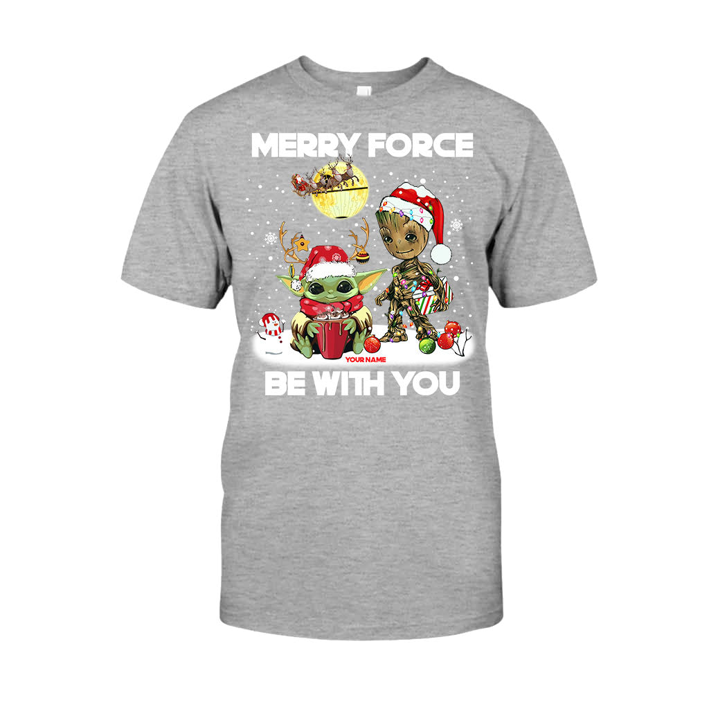 Personalized Merry Force Be With You Christmas T-shirt & Hoodie Gift T-shirt & Hoodie GradoCreations