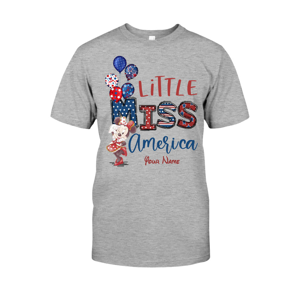 Personalized Independence Day Little Miss T-Shirt and Hoodie Custom Name Gift T-shirt & Hoodie GradoCreations