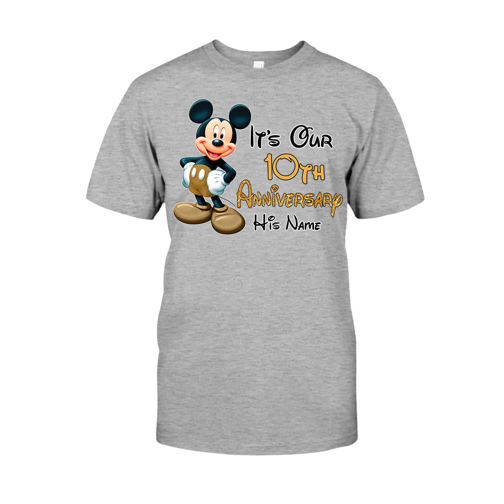 Personalized Mickey and Minnie Anniversary T-shirt & Hoodie Set for Couples T-shirt & Hoodie GradoCreations