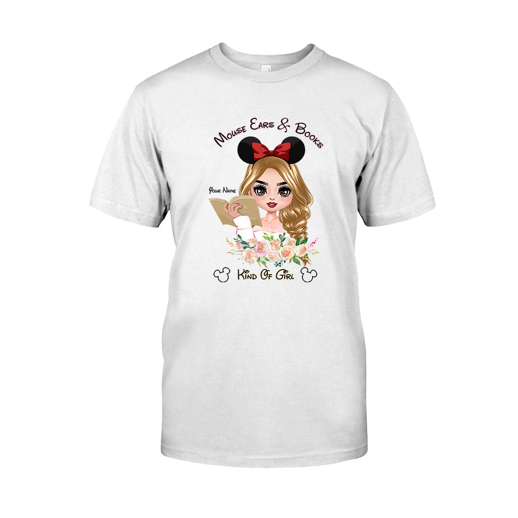 Personalized Mouse Ears & Books T-Shirt for Girls - Custom Name Gift T-shirt & Hoodie GradoCreations