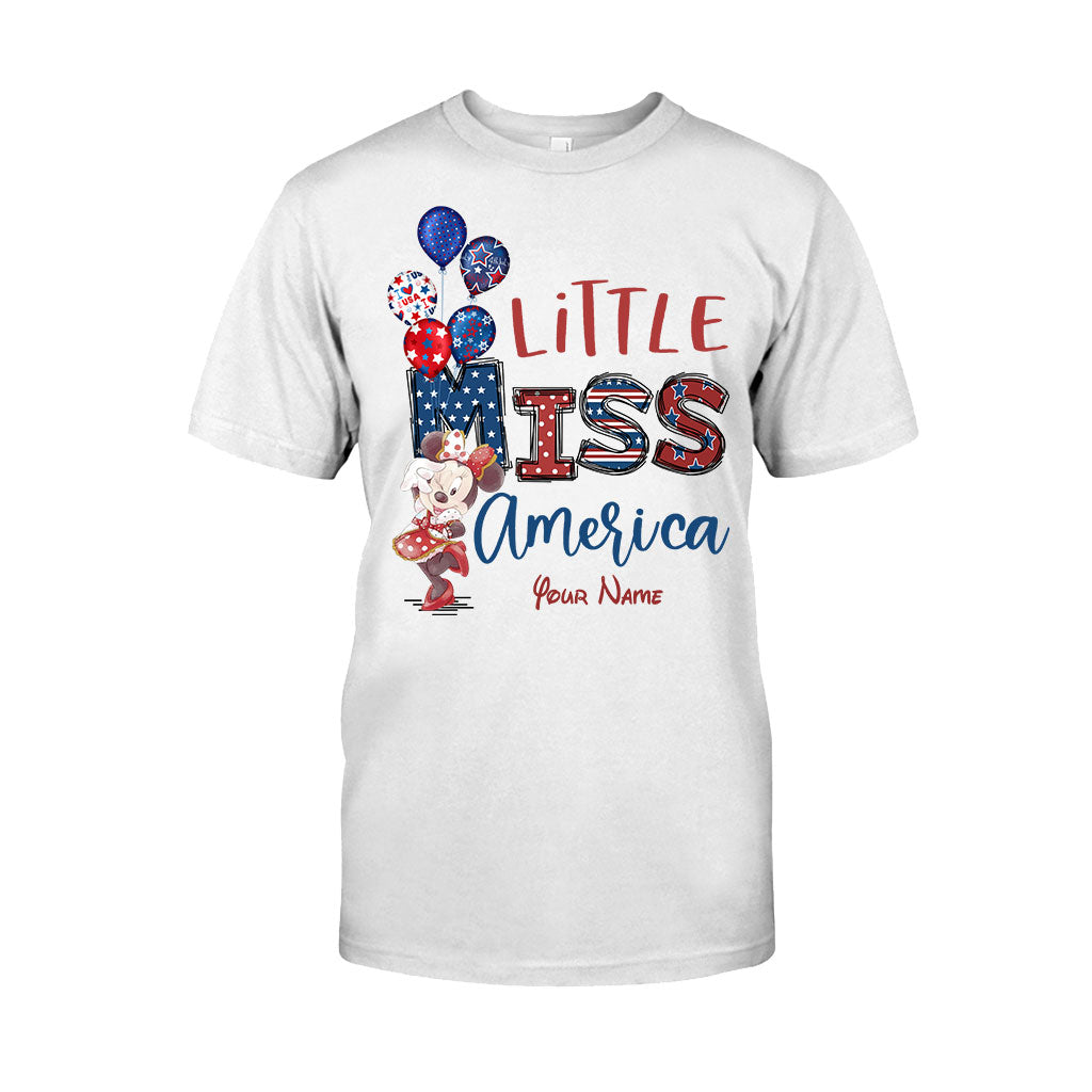 Personalized Independence Day Little Miss T-Shirt and Hoodie Custom Name Gift T-shirt & Hoodie GradoCreations