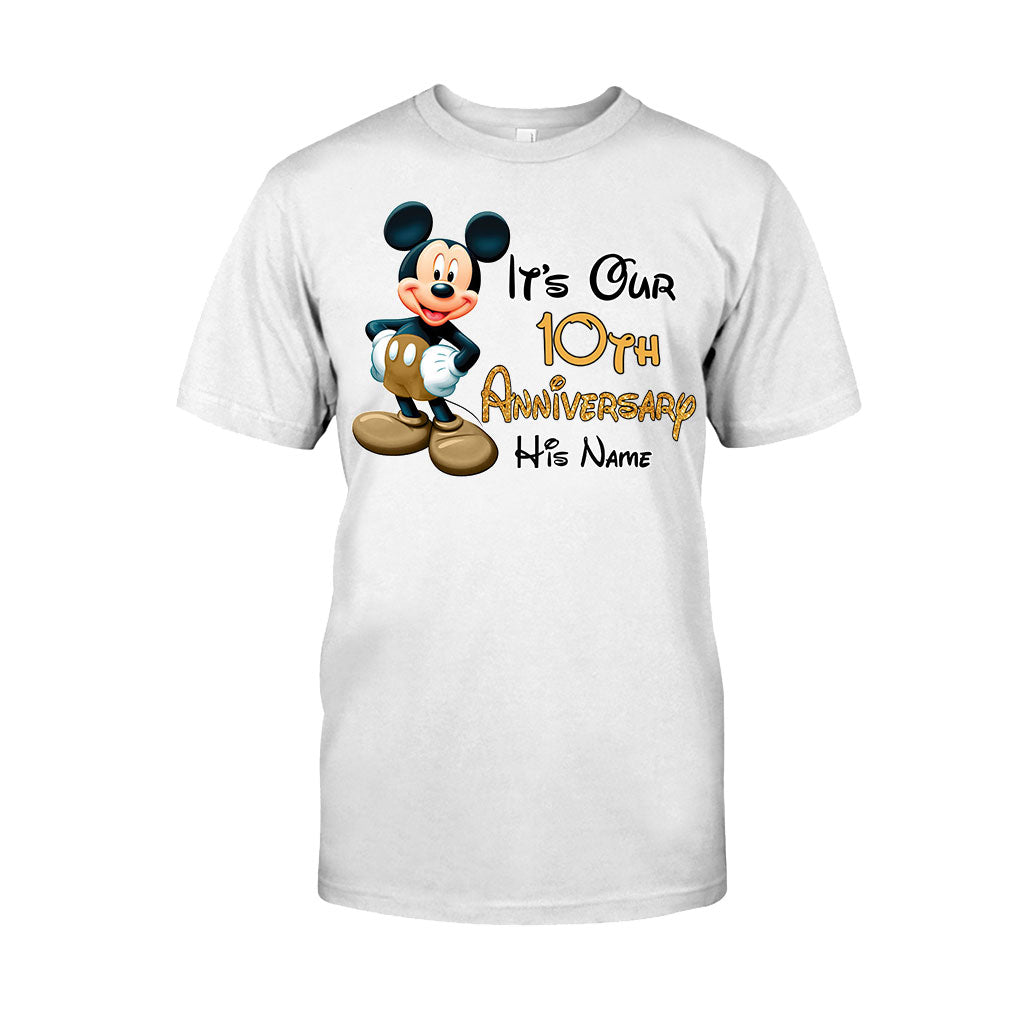Personalized Mickey and Minnie Anniversary T-shirt & Hoodie Set for Couples T-shirt & Hoodie GradoCreations