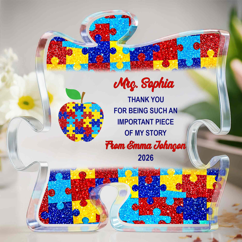 Personalized Puzzle Acrylic Plaque Custom Name Teacher Gift Puzzle Acrylic Plaque GradoCreations