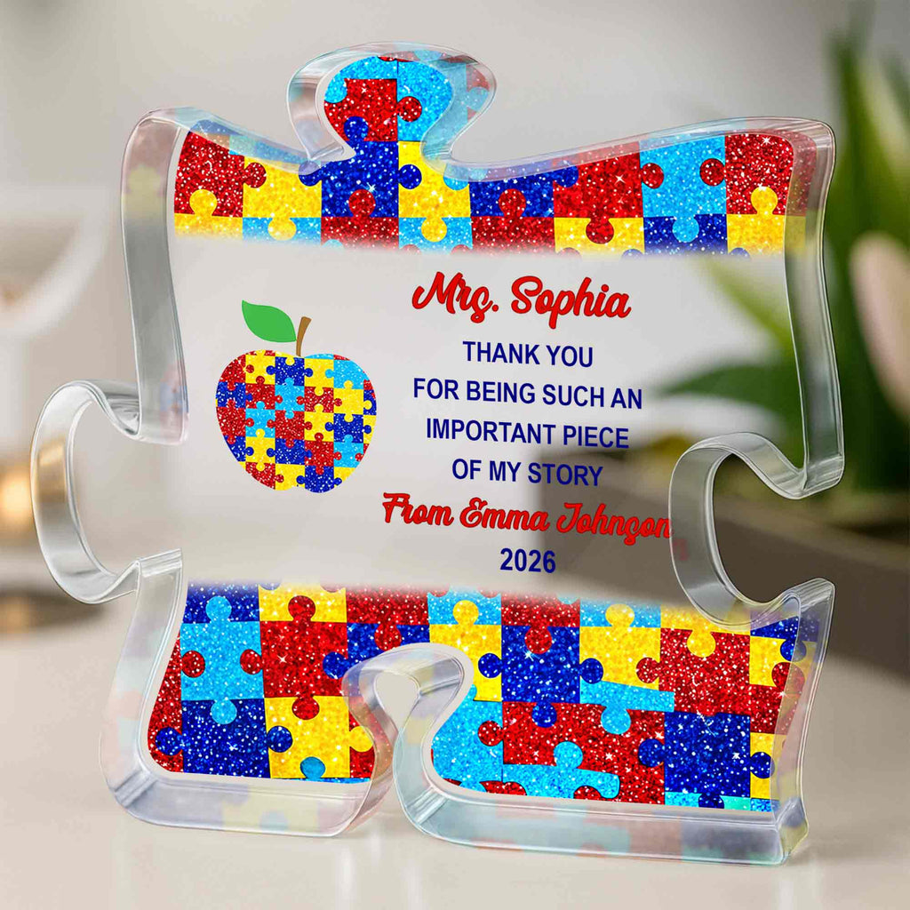 Personalized Puzzle Acrylic Plaque Custom Name Teacher Gift Puzzle Acrylic Plaque GradoCreations