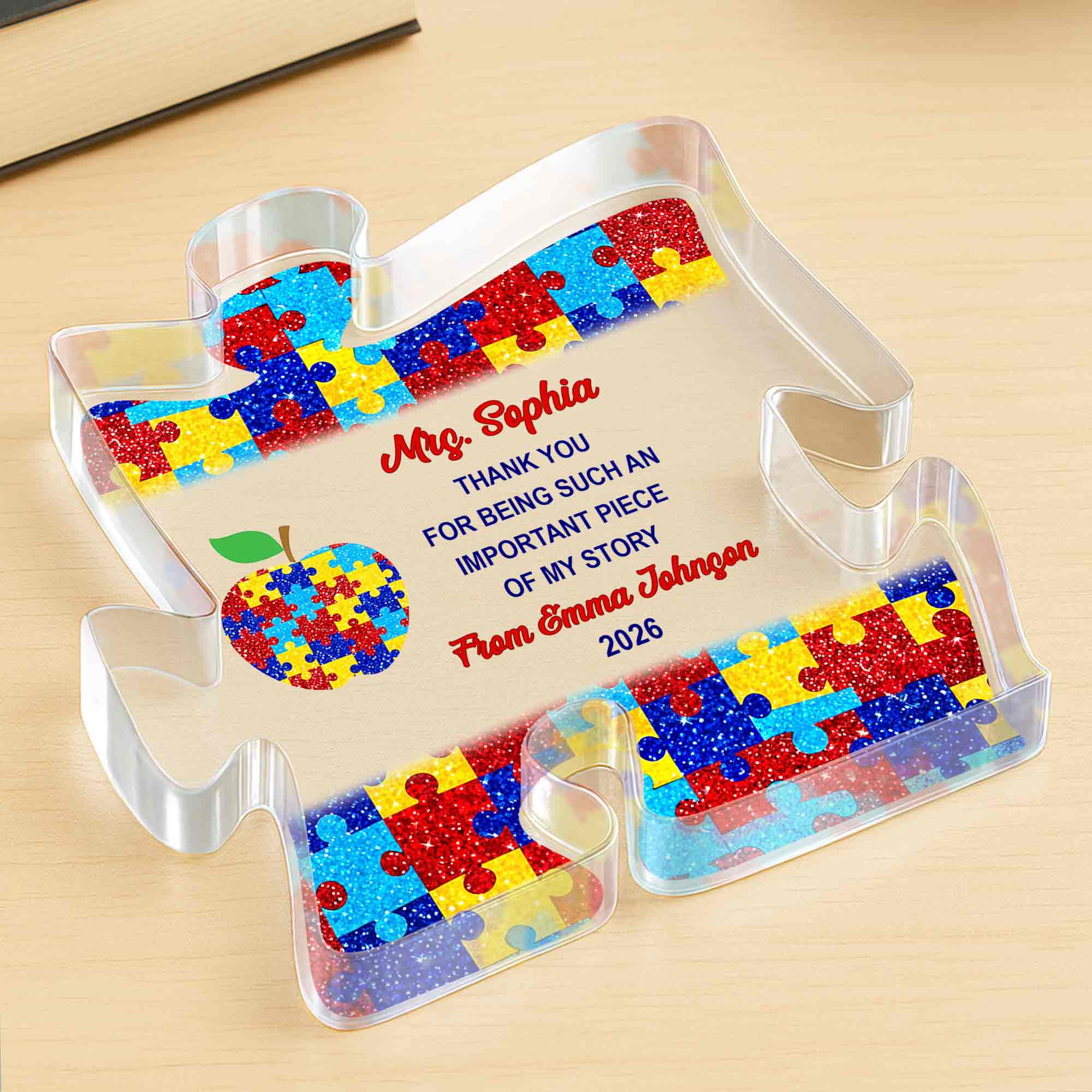 Personalized Puzzle Acrylic Plaque Custom Name Teacher Gift Puzzle Acrylic Plaque GradoCreations