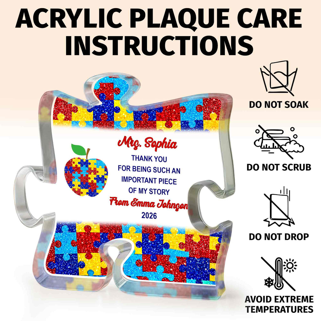 Personalized Puzzle Acrylic Plaque Custom Name Teacher Gift Puzzle Acrylic Plaque GradoCreations