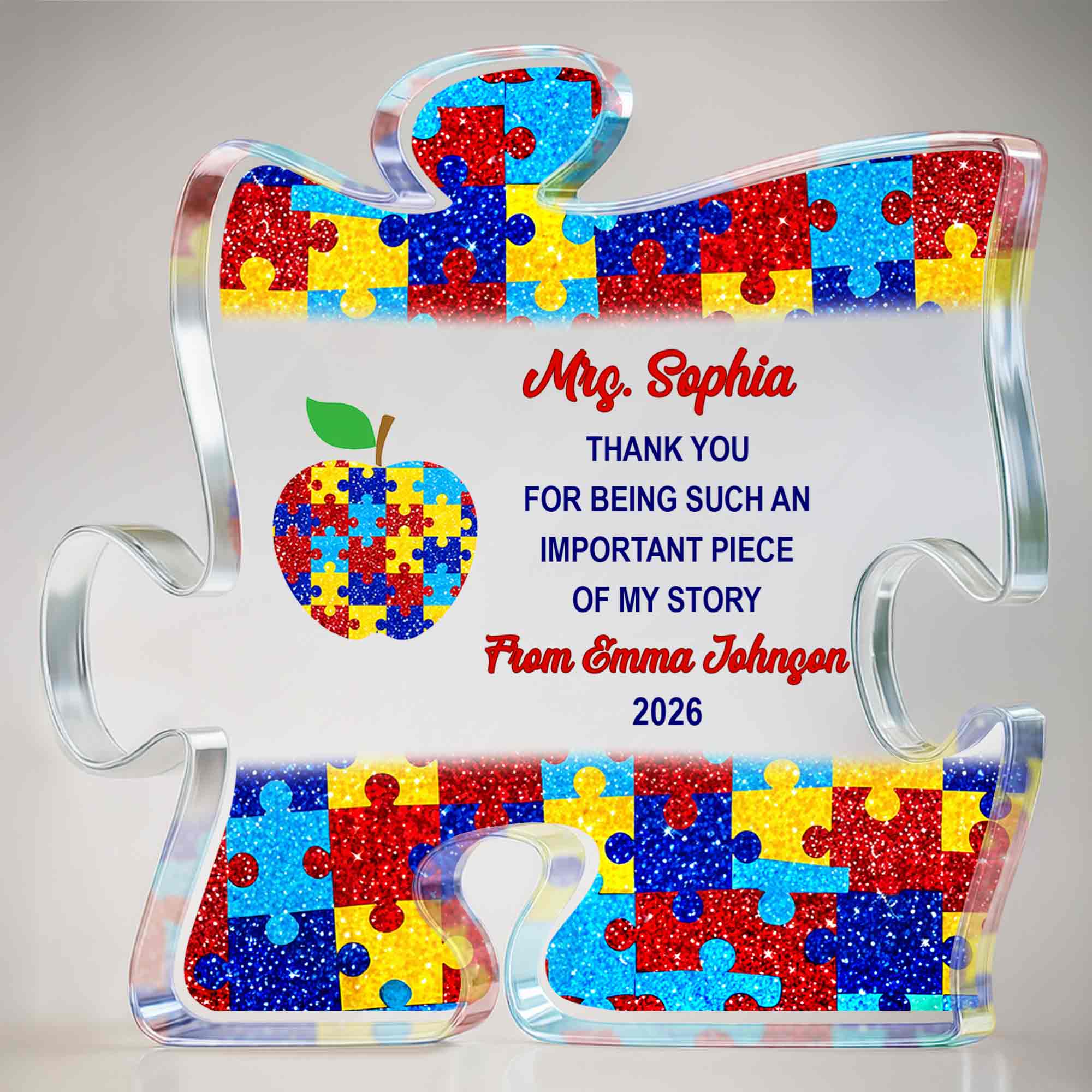 Personalized Puzzle Acrylic Plaque Custom Name Teacher Gift Puzzle Acrylic Plaque GradoCreations