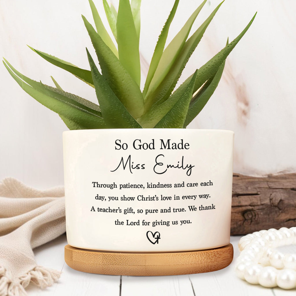 Personalized Ceramic Plant Pot Custom Name Gift for Teacher Ceramic Plant Pot GradoCreations