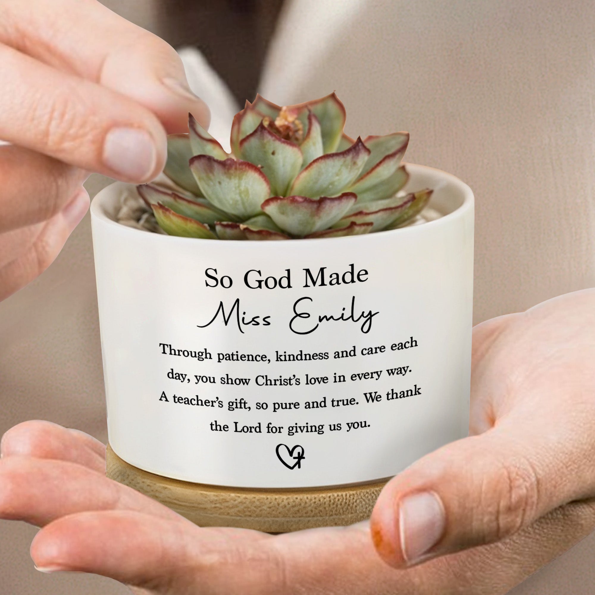 Personalized Ceramic Plant Pot Custom Name Gift for Teacher Ceramic Plant Pot GradoCreations