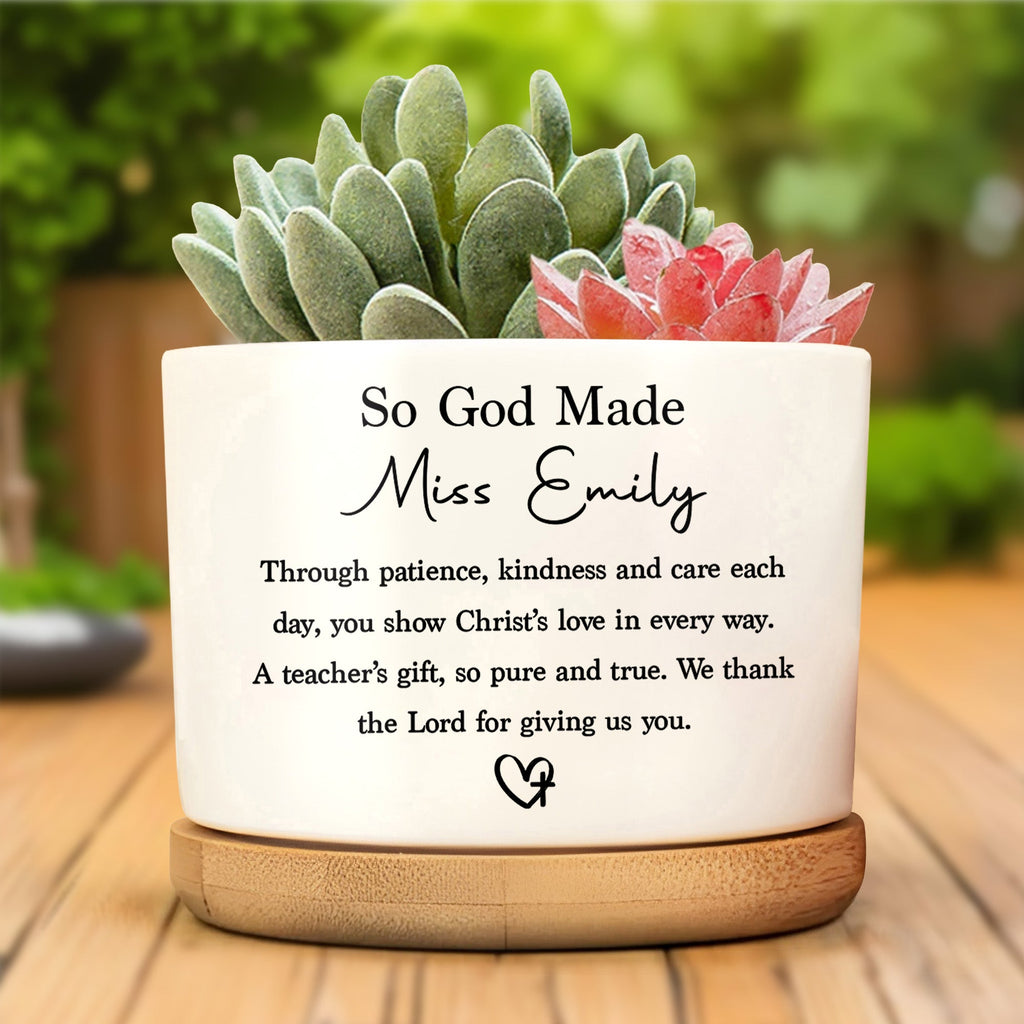 Personalized Ceramic Plant Pot Custom Name Gift for Teacher Ceramic Plant Pot GradoCreations