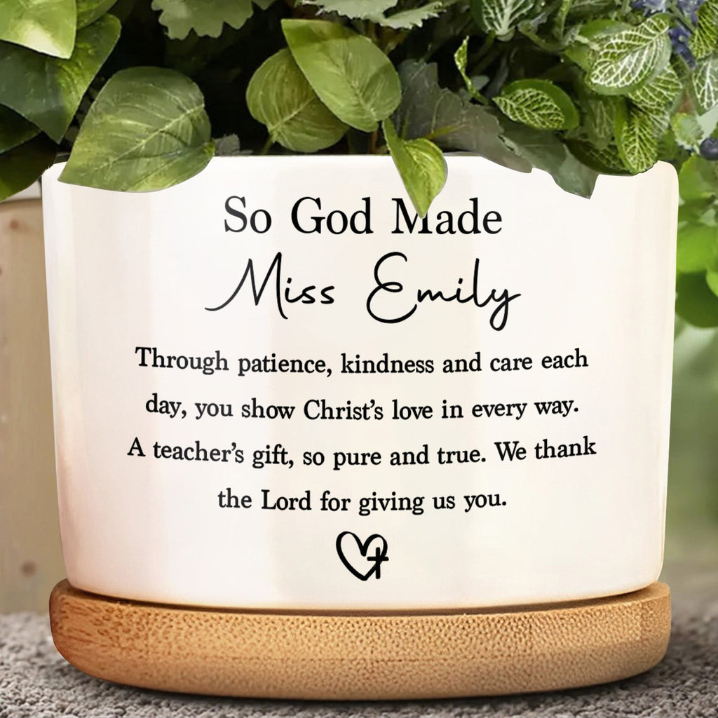 Personalized Ceramic Plant Pot Custom Name Gift for Teacher Ceramic Plant Pot GradoCreations