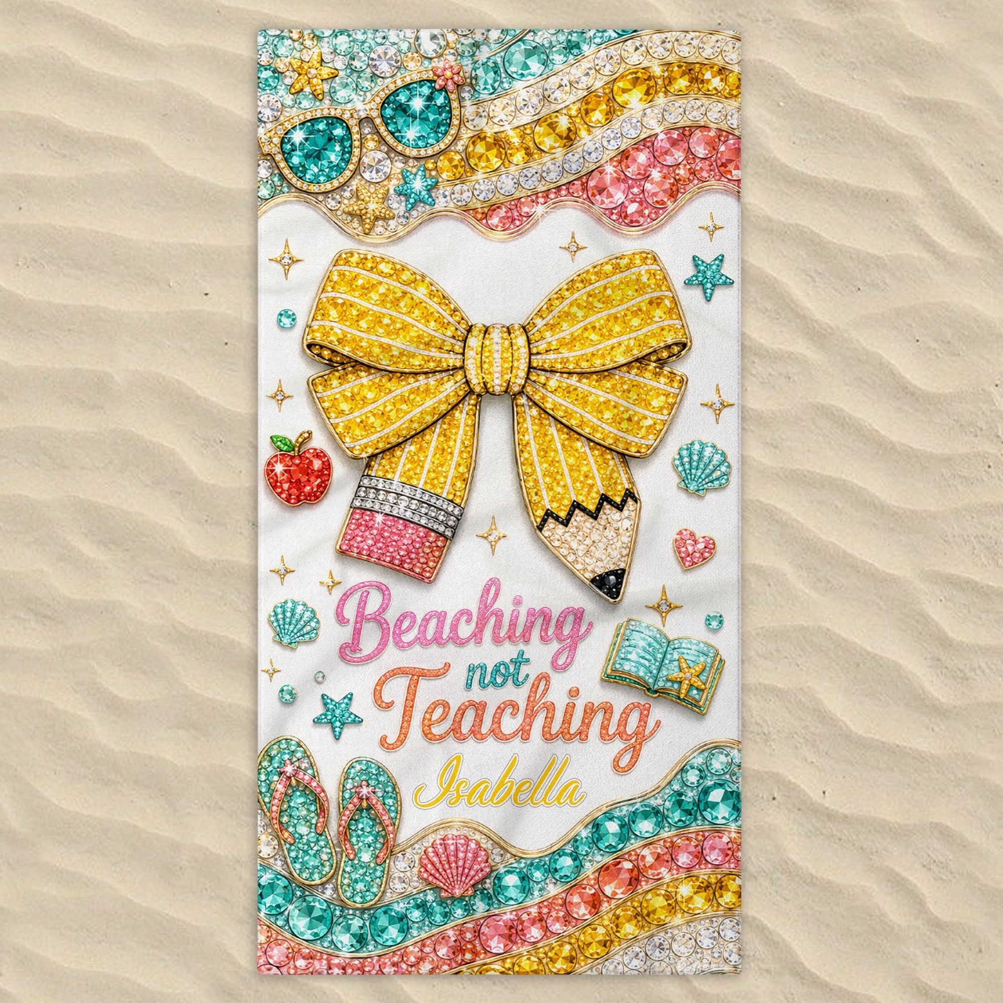 Personalized Beach Towel with Fun Quote Gift for Teacher