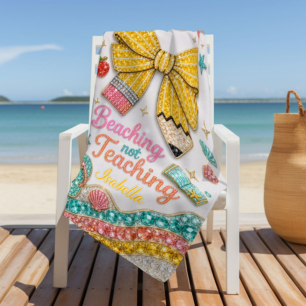 Personalized Beach Towel with Fun Quote Gift for Teacher