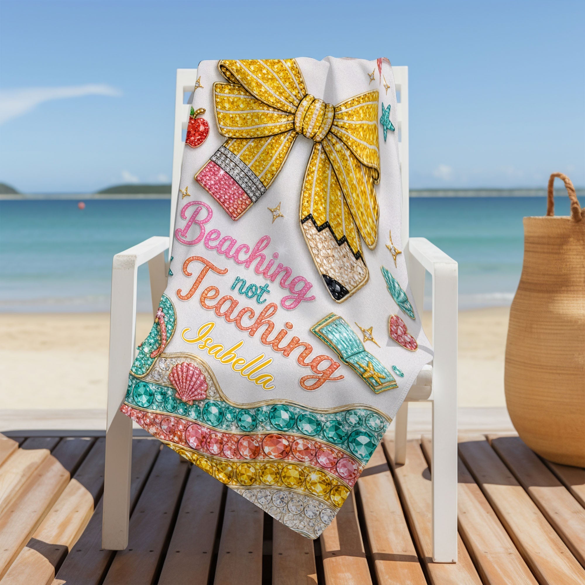 Personalized Beach Towel with Fun Quote Gift for Teacher