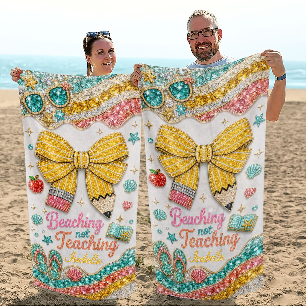 Personalized Beach Towel with Fun Quote Gift for Teacher