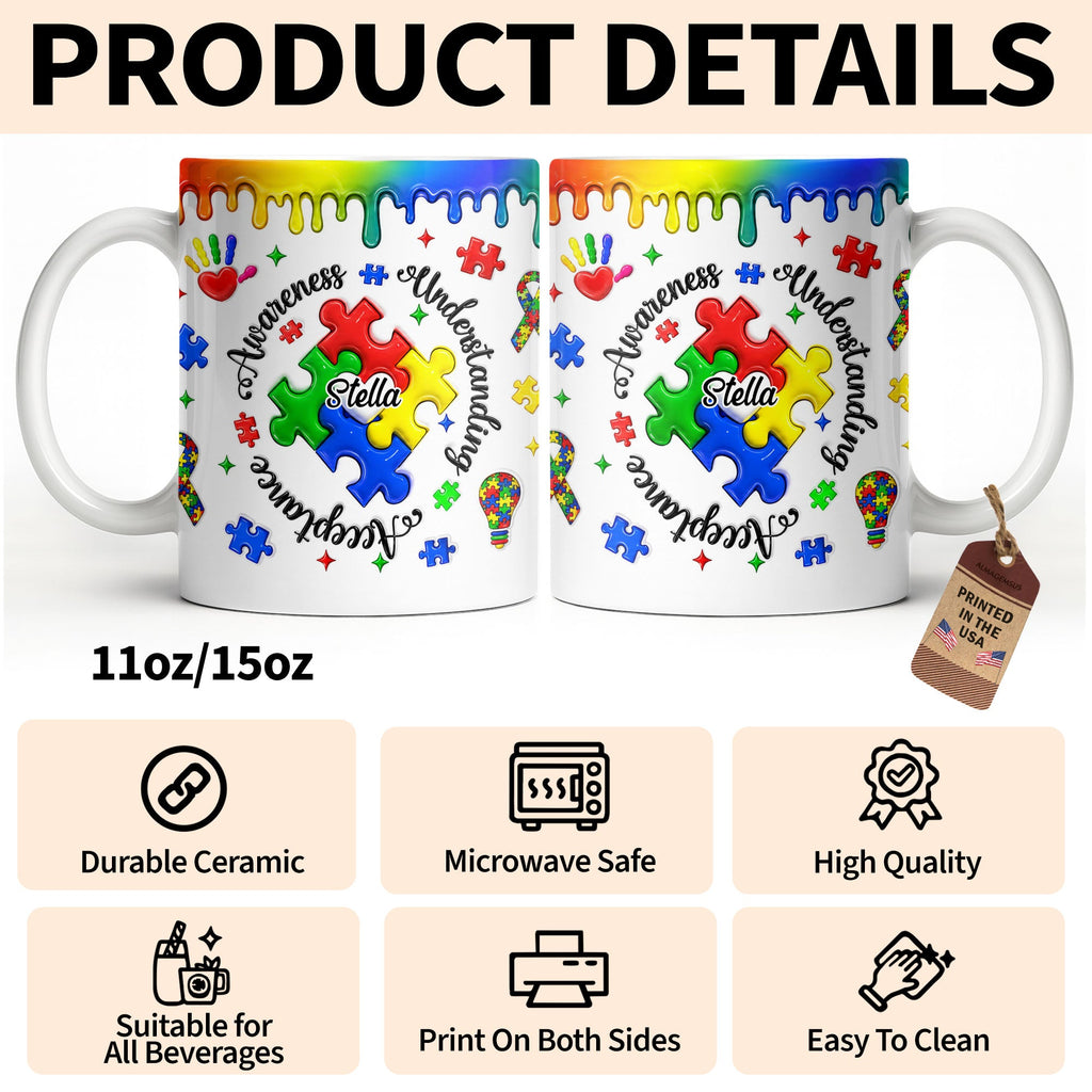 Personalized Autism Awareness Coffee Mug Custom Name Gift Edge-to-edge Mug GradoCreations