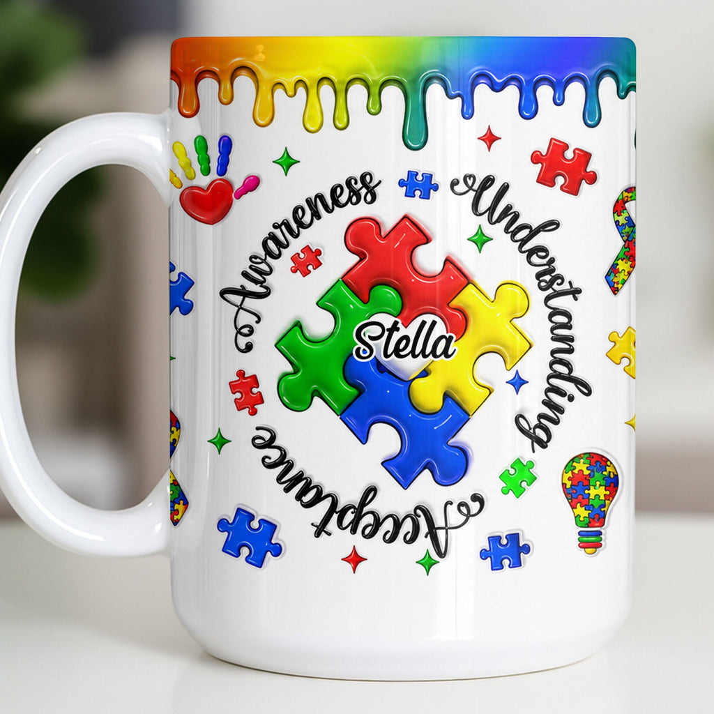 Personalized Autism Awareness Coffee Mug Custom Name Gift Edge-to-edge Mug GradoCreations