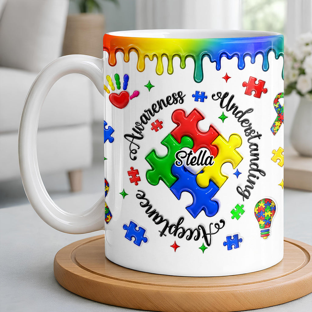 Personalized Autism Awareness Coffee Mug Custom Name Gift Edge-to-edge Mug GradoCreations