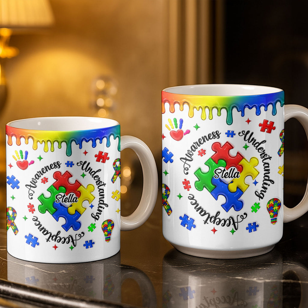 Personalized Autism Awareness Coffee Mug Custom Name Gift Edge-to-edge Mug GradoCreations